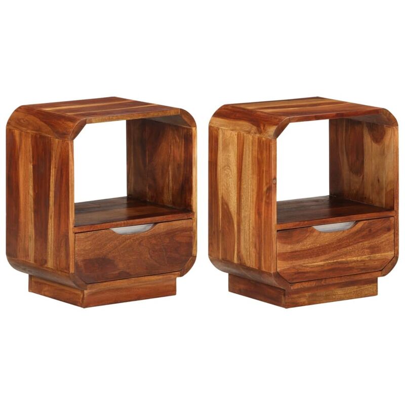 

Mesita de noche con cajón 2 unids madera sheesham 40x30x50 cm - Marrón