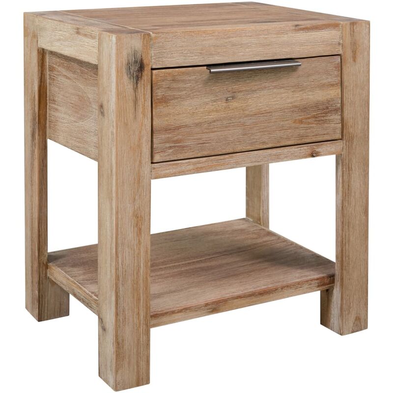 

Mesita de noche con cajón madera maciza de acacia 40x30x48 cm - Marrón