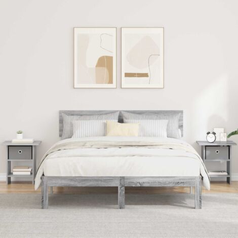 Mesita de Noche con cajón 2 pcs Gris 41 x 40 x 45 cm