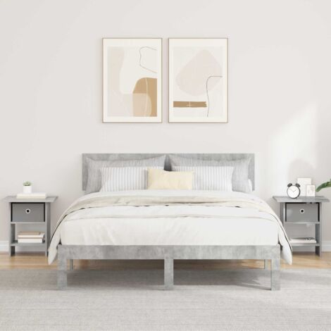 Mesita de Noche con cajón 2 pcs Gris Concreto 41 x 40 x 45 cm