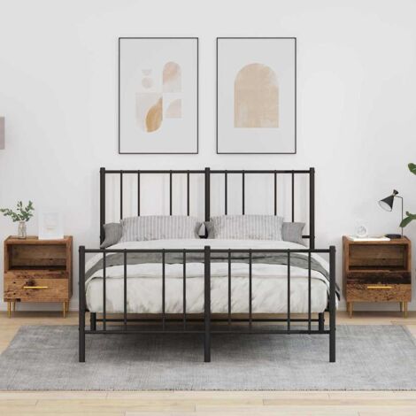 Mesita de Noche con cajón 2 pcs Madera vieja 40 x 35 x 47,5 cm