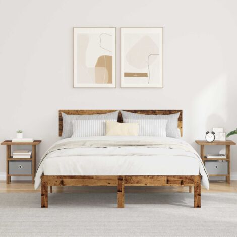 Mesita de Noche con cajón 2 pcs Madera vieja 41 x 40 x 45 cm
