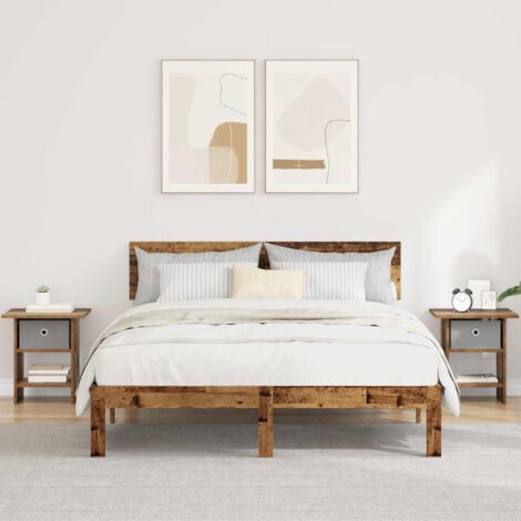 Mesita de Noche con cajón 2 pcs Madera vieja 41 x 40 x 45 cm
