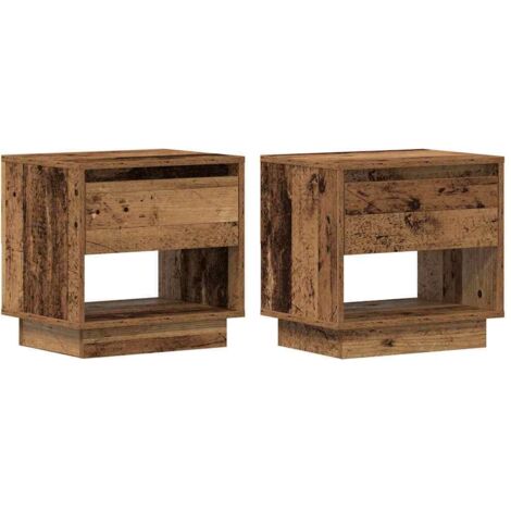 Mesita de Noche con cajón 2 pcs Madera vieja 45 x 34 x 44 cm vidaXL