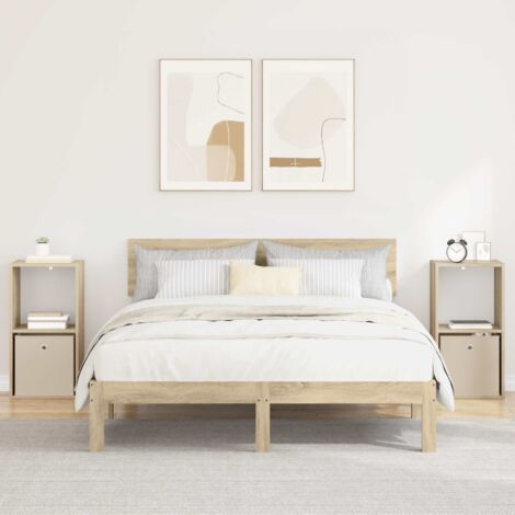 Mesita de Noche con cajón 2 pcs Roble 35 x 32 x 68,5 cm