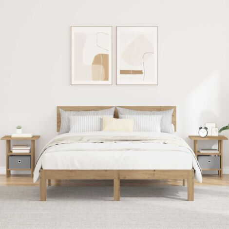 Mesita de Noche con cajón 2 pcs Roble artesanal 41 x 40 x 45 cm