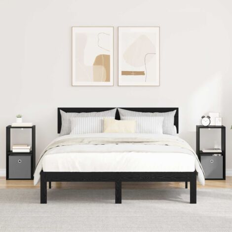 Mesita de Noche con cajón 2 pcs Roble Negro 30,5 x 27 x 59,5 cm