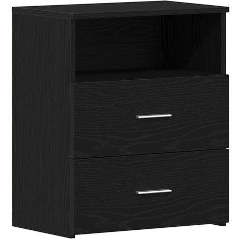 Mesita de Noche con cajón 2 pcs Roble negro 50 x 32 x 60cm vidaXL