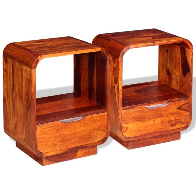 

Mesita de noche con cajón 2 unids madera sheesham 40x30x50 cm