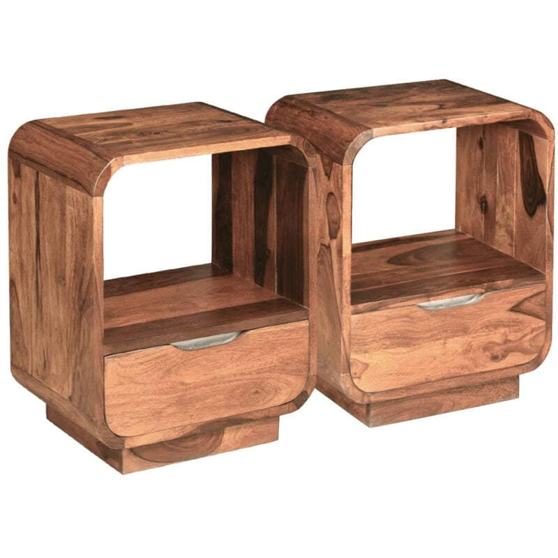 

Mesita de noche con cajon 2 unids madera sheesham 40x30x50 cm