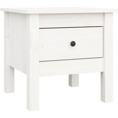 Mesita de noche con cajón 40 x 40 x 39 cm madera pino blanco DEC032348