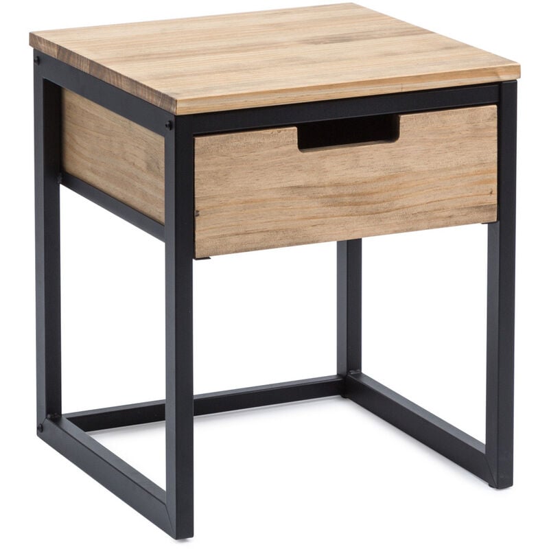 

Mesita de noche con cajón ECO Three Vintage – 40x40x47 cm. Negro.