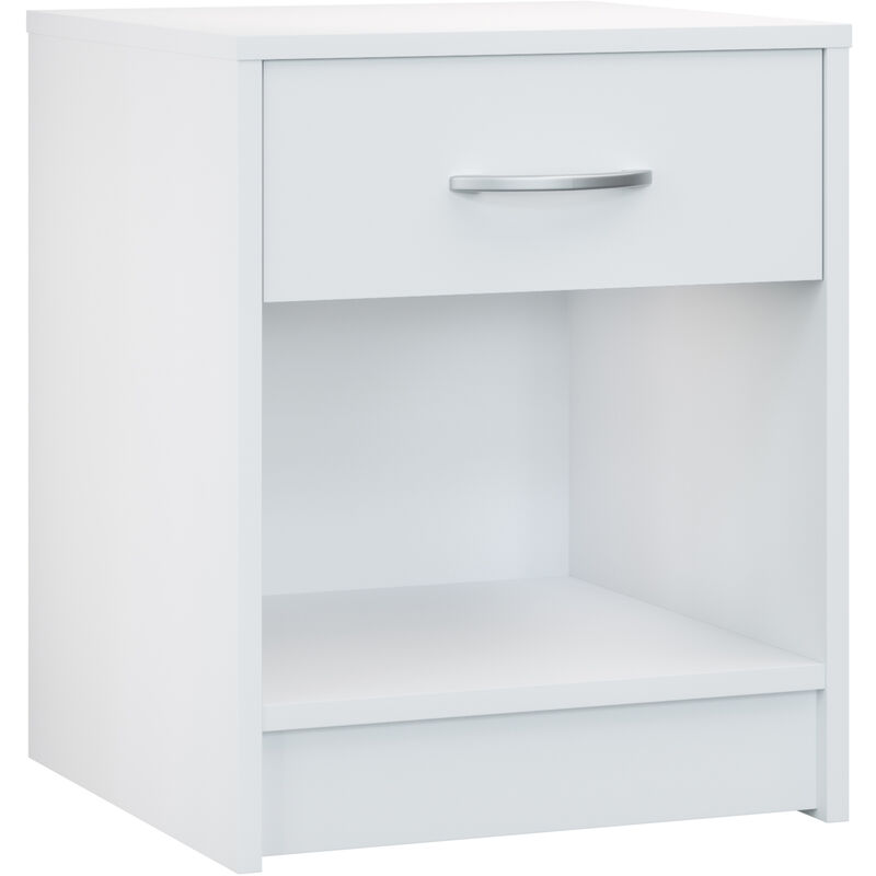 

Deuba Mesita de noche 40x50x35cm Mesita de luz para dormitorio con 1 compartimento y 1 cajón - Color a elegir Blanco - Blanco