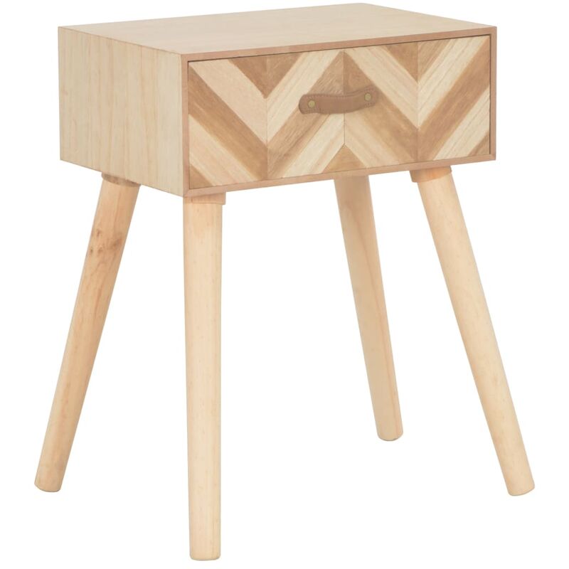

vidaXL Madera Maciza Mesita de Noche con Cajón Natural - Beige