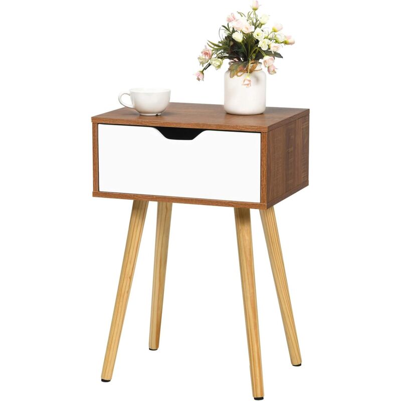 

Costway - Mesita de Noche con Cajón Mesa de Café de Madera Mesa de Teléfono para Dormitorio Salón Consola Oficina