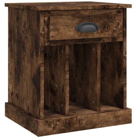 Mesita de noche con cajón y 3 compartimentos 43 x 36 x 50 cm madera contrachapada marrón DEC033647