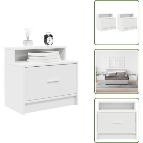 Mesita de noche con cajón y compartimento - vidaXL Mesillas de noche con cajón 2 uds blanco 51x31x47 cm - Mesita de noche para dormitorio