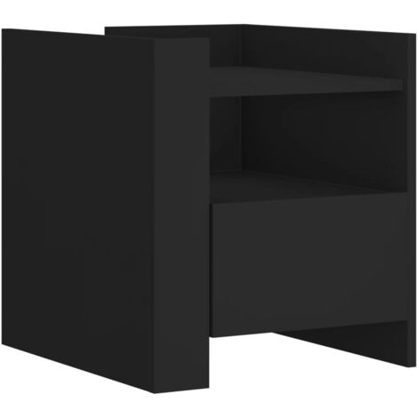 Mesita de noche con cajón y estante 45 x 50 x 50 cm madera contrachapada negra DEC034493