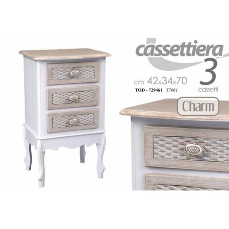 Mesita de noche con cajones blancos envejecidos en mal estado cm 42 x 34 x 70 h