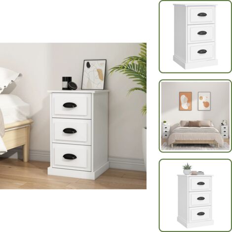 Mesita de noche con cajones - vidaXL Mesita de noche madera contrachapada blanca 39x39x67 cm - Mesita de noche moderna