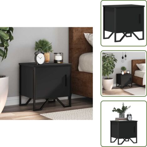 Mesita de noche con cajones - vidaXL Mesita de noche madera contrachapada negro 40x30x40 cm - Mesita de noche moderna