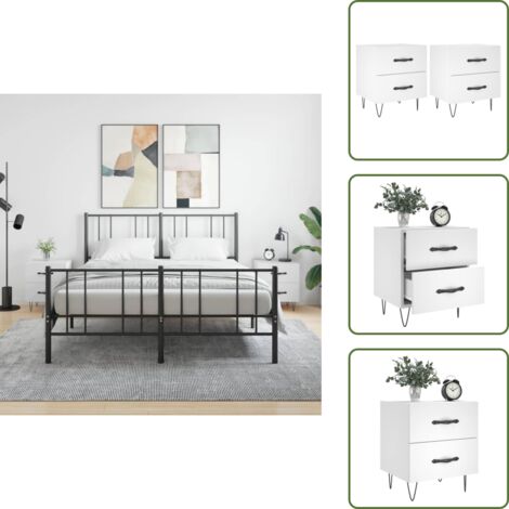 Mesita de noche con cajones - vidaXL Mesitas de noche 2 uds madera ingeniería blanco 40x35x47,5 cm - Mesita de noche moderna