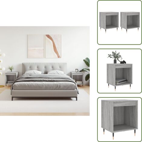 Mesita de noche con compartimento - vidaXL Mesita de noche 2 uds madera ingeniería gris Sonoma 40x35x50 cm - Mesita de noche con patas de metal