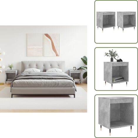 Mesita de noche con compartimento - vidaXL Mesitas noche 2 uds madera ingeniería gris hormigón 40x35x50 cm - Mesita de noche de ingeniería