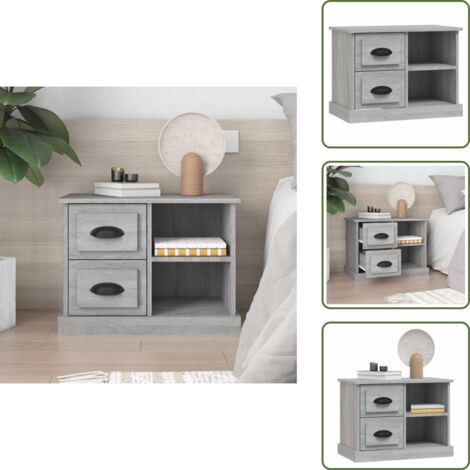 Mesita de noche con compartimentos - vidaXL Mesita de noche gris Sonoma 60x35,5x45 cm - Mesita de noche decorativa