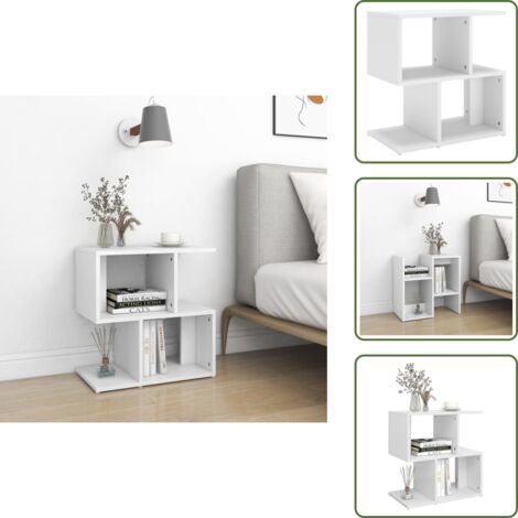 Mesita de noche con compartimentos - vidaXL Mesita de noche madera contrachapada blanco 50x30x51,5cm - Mesita de noche decorativa