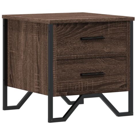 Mesita de noche con dos cajones 40 x 41 x 40 cm madera contrachapada marrón y metal DEC033758