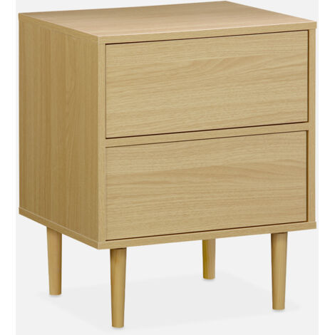 Mesita de noche con efecto madera natural