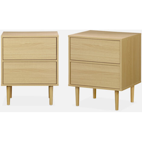 Mesita de noche con efecto madera natural, set de 2