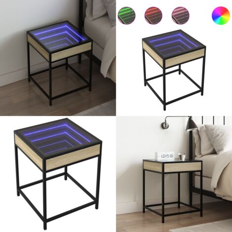 Mesita de noche con Infinity LED roble Sonoma 40x40x51 cm - Luz LED - Mesita de noche con luz