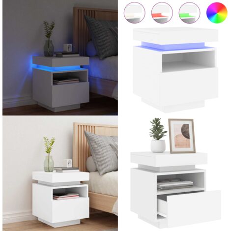 Mesita de noche con luces LED blanco 40x39x48,5 cm - Luz led - Mesita de noche con luz led