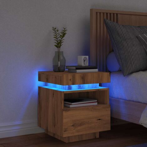 Mesita de noche con luces LED roble artisan 40x39x48,5 cm vidaXL