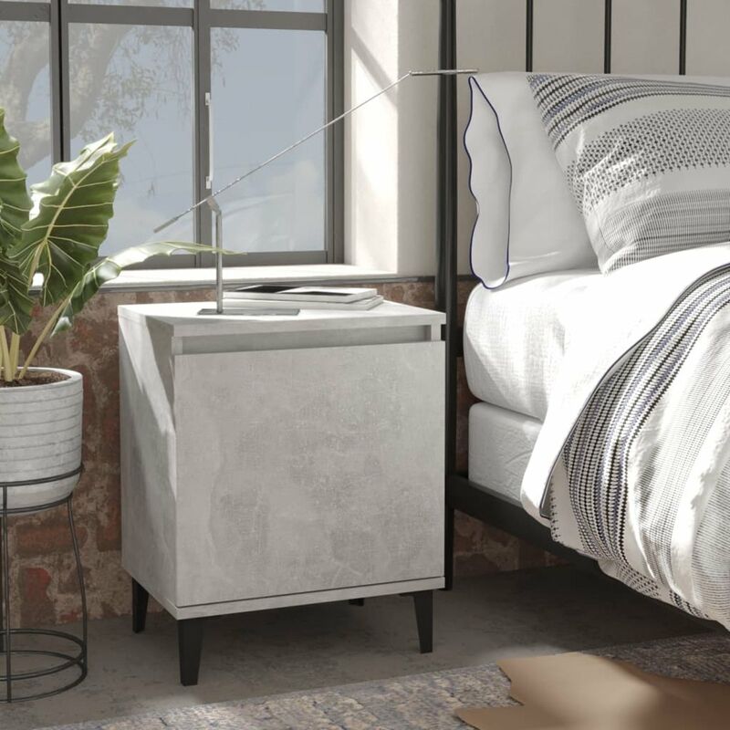 

Mesita de noche con patas metal gris hormigon 40x30x50 cm