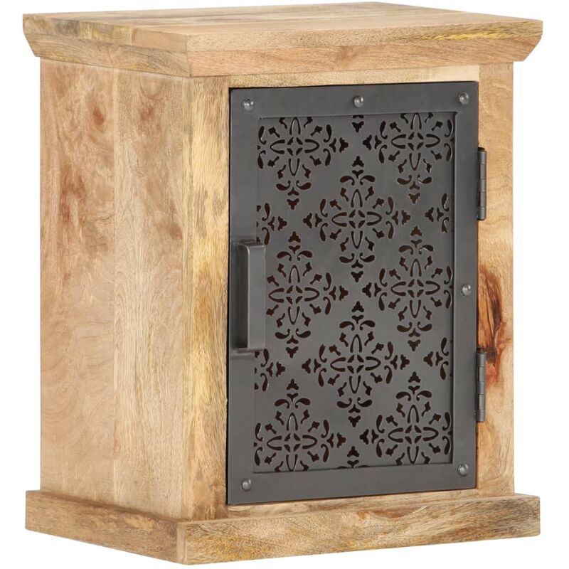 

Mesita de noche con puerta madera maciza de mango 40x30x50 cm