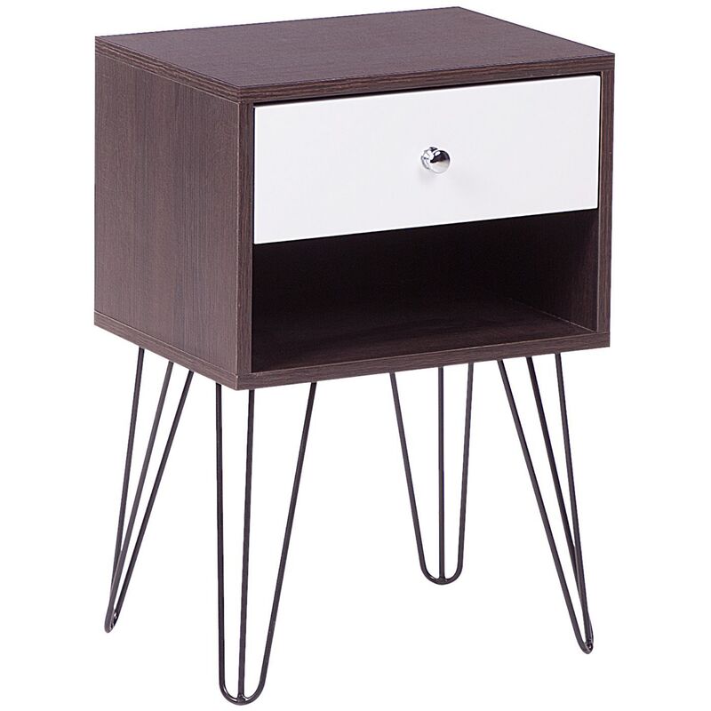 

Mesita de noche con un cajón madera oscura/blanco ARVIN