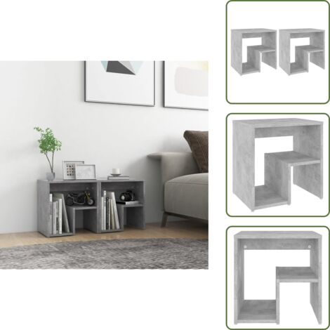 Mesita de noche contrachapada - vidaXL Mesitas de noche 2 uds contrachapada gris hormigón 40x30x40 cm -