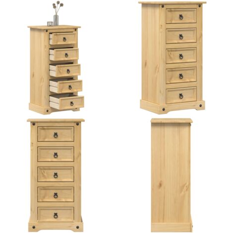 Mesita de noche Corona madera maciza de pino 53x39x103 cm - Madera maciza - Mesita de noche de pino