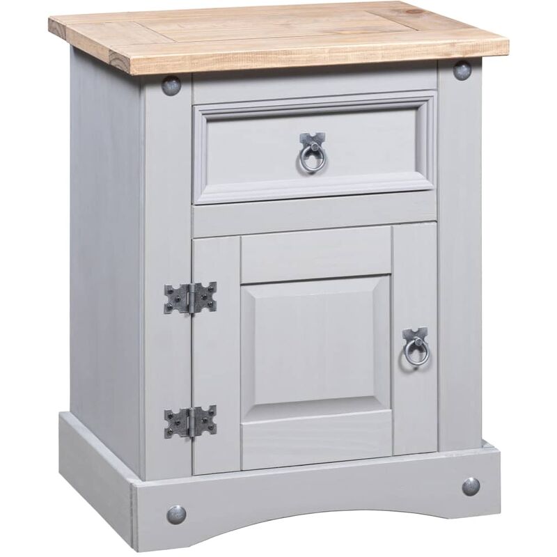 

Mesita de noche Corona Range pino mexicano gris 53x39x67 cm