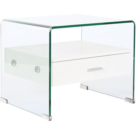 Mesita De Noche Cristal Mdf 50X40X45,5 10 Mm.