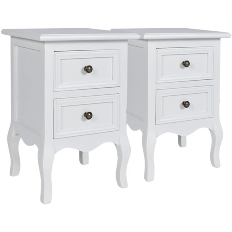

vidaXL Mesita de Noche con 2 Cajones MDF Blanca 2 Unidades - Blanco