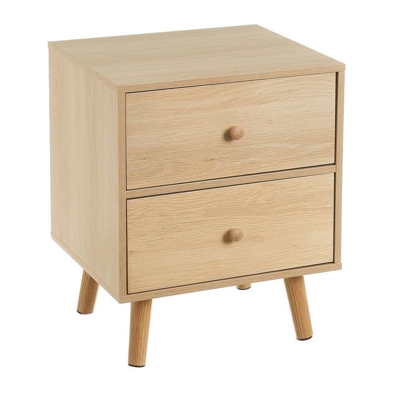 

Lolahome - Mesita de noche de 2 cajones natural de madera MDF de 40x35x50 cm