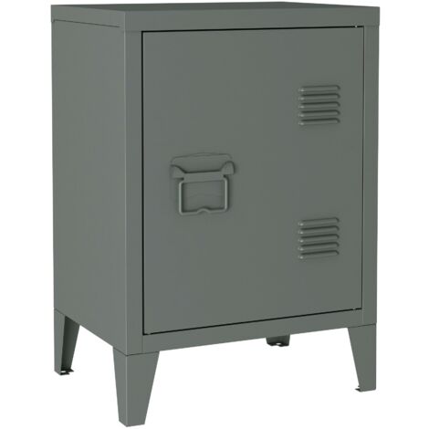 Mesita de noche de acero laminado 57 x 40 x 30 cm gris oscuro 030008681