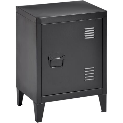 Mesita de noche de acero laminado 57 x 40 x 30 cm negro mate 030008684