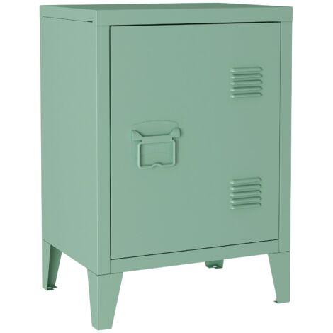 Mesita de noche de acero laminado 57 x 40 x 30 cm verde pastel mate 030008685