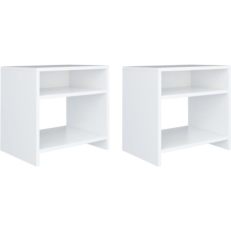 

vidaXL Mesita de Noche Aglomerado 40x30x40 cm Blanco 2 Unidades - Blanco