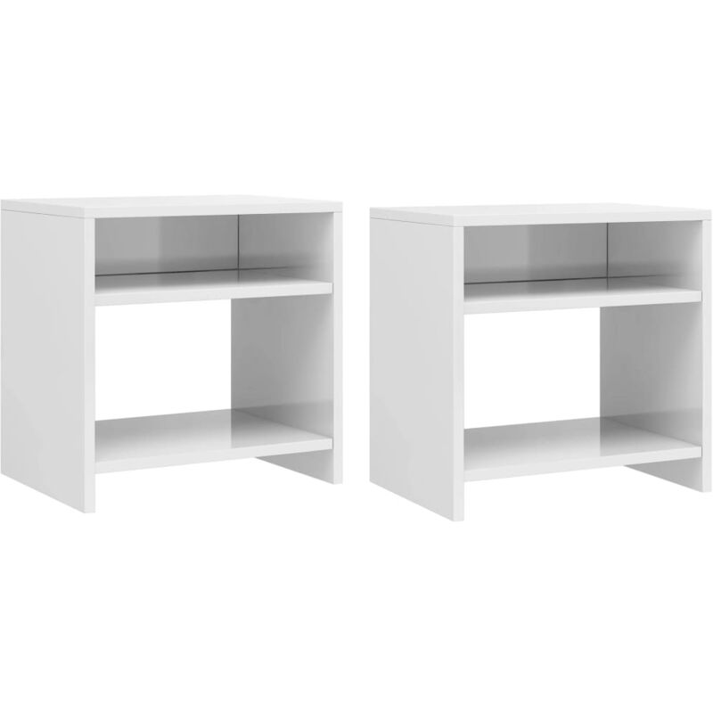 

vidaXL Mesita de Noche Aglomerado 40x30x40 cm Blanco Brillante 2 Unidades - Blanco